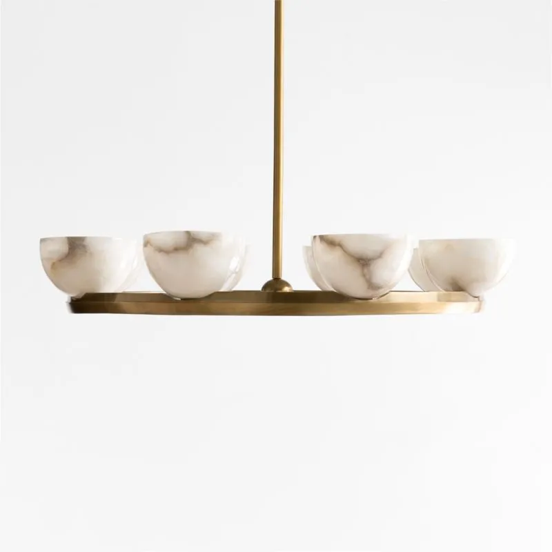 Ando Alabaster and Brass Chandelier Light 35"