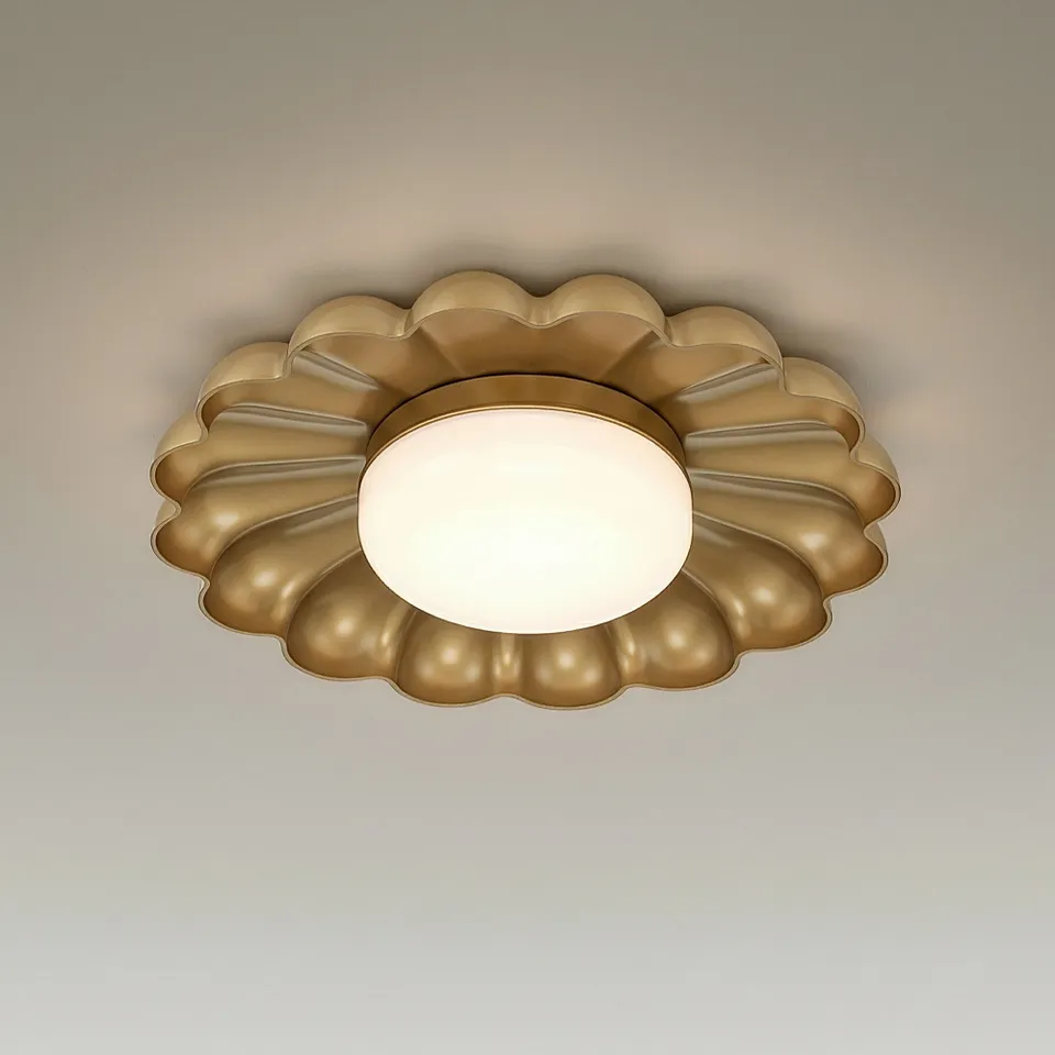Possini Euro Braum 14" Wide Brass LED Flower Petal Ceiling Light