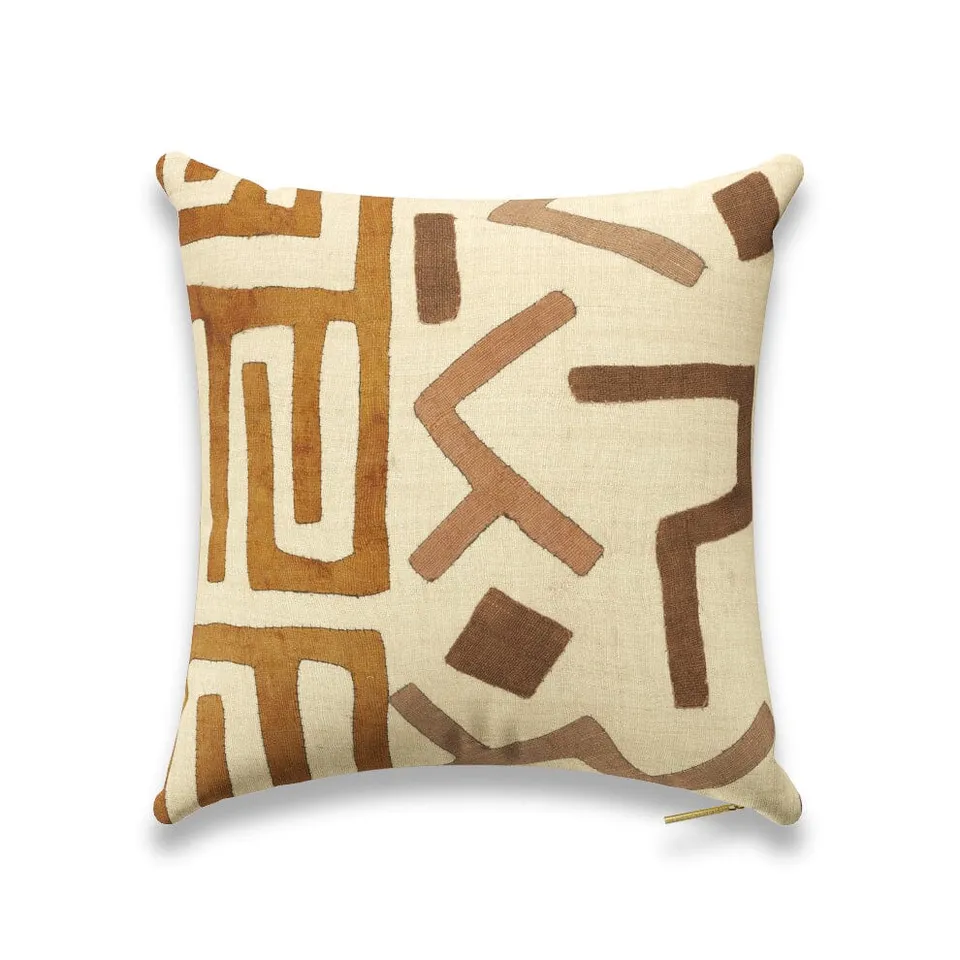 Rust Confetti Kuba Cloth Pillow by St. Frank | Brown | 18" W x 18" H | Cotton