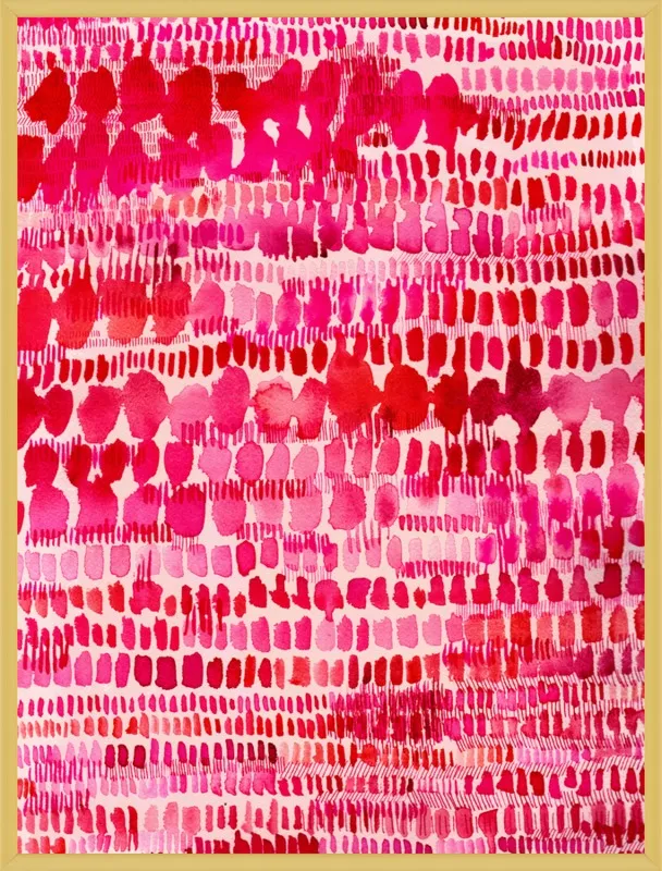 Pink and Red Watercolor Patterns Wall Art  by Paula Mills for Artfully Walls