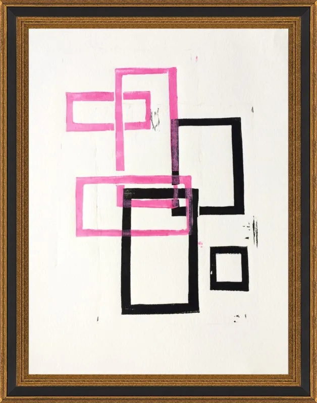 Pink and Black Geometric Squares x2 by Stacy Rajab for Artfully Walls