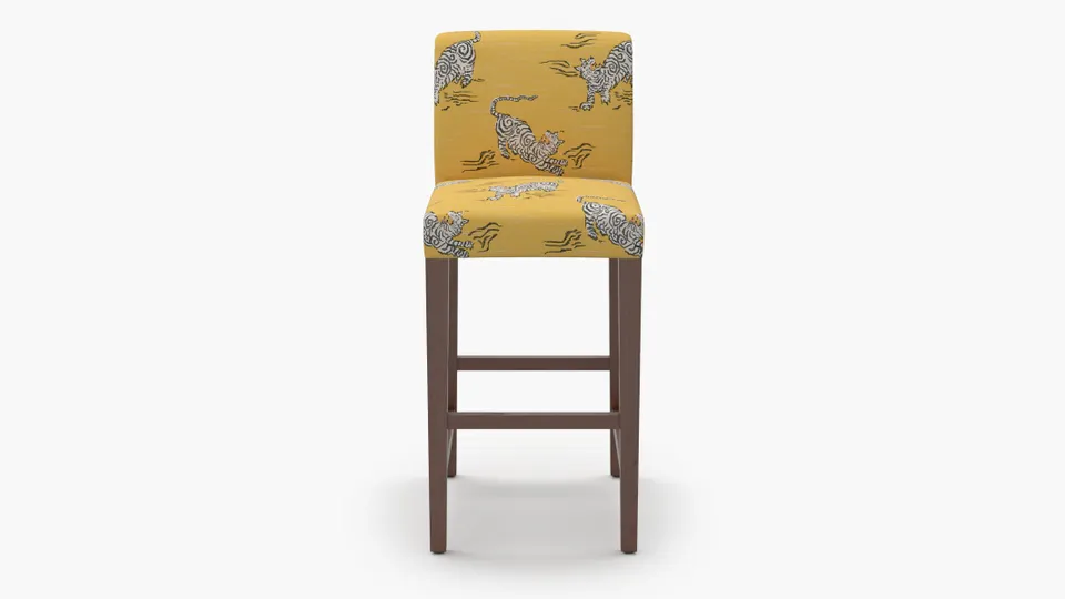 Signature Dining Bar Stool, Dijon Tigresse, Walnut Square Tapered Leg