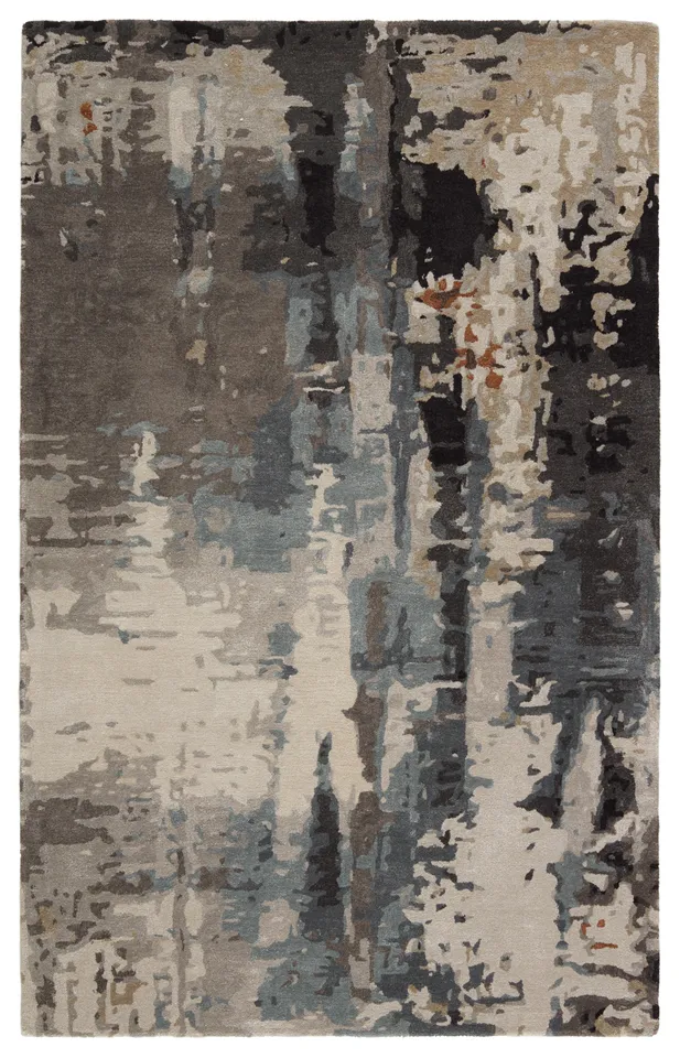 Matcha Handmade Abstract Gray/ Black Area Rug (5'X8')