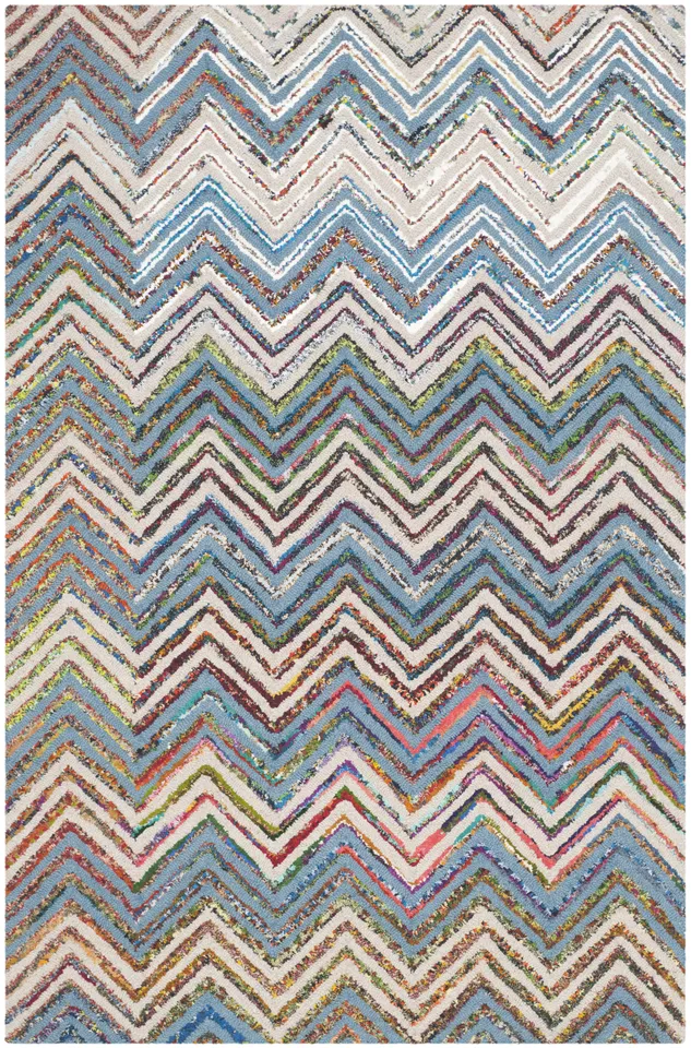 Arlo Home Hand Tufted Area Rug, NAN601A, Beige/Blue,  3' X 5'
