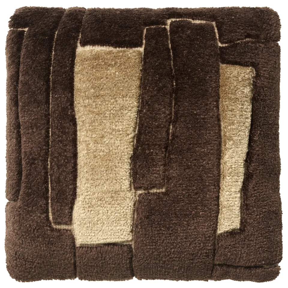 Amadi OTH06 Handmade Abstract Brown Square Down Alternative Pillow (24"x24")