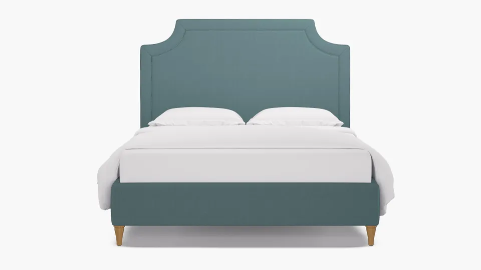 Deco Bed, Seaglass Everyday Linen, Natural Decorative Tapered Leg, Full