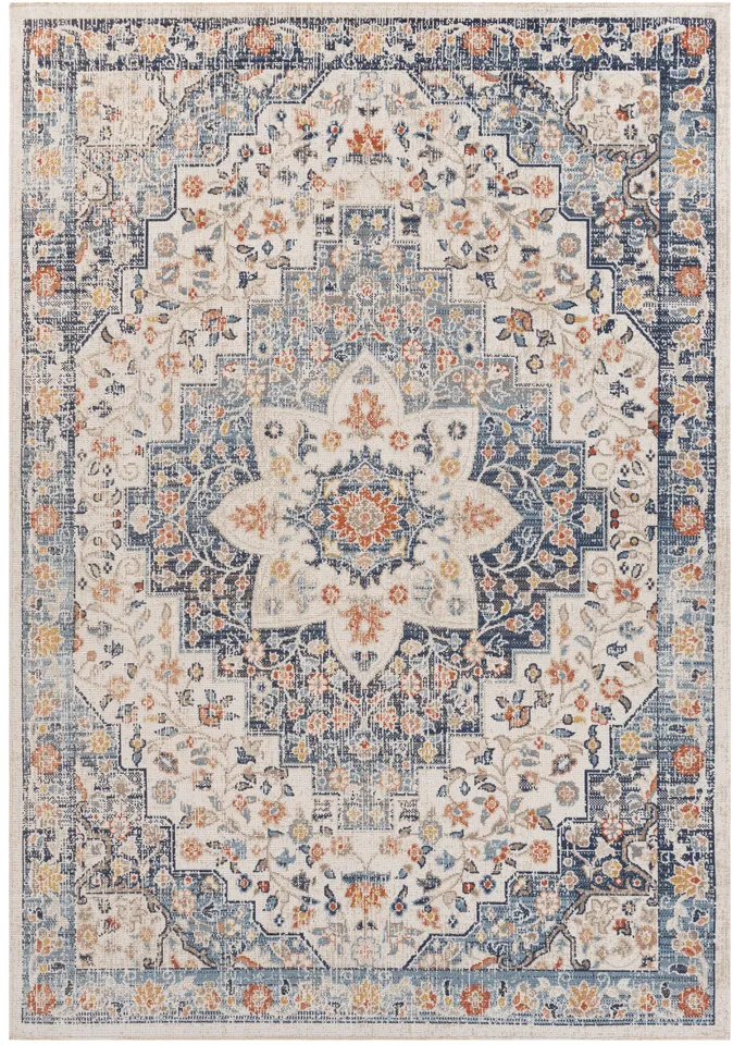 Huntington Beach Beige Outdoor 5'3" x 7' Machine Woven Rug