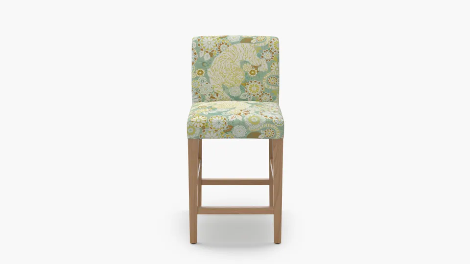 Signature Dining Counter Stool, Pistachio Siberian Tiger, Natural Square Tapered Leg