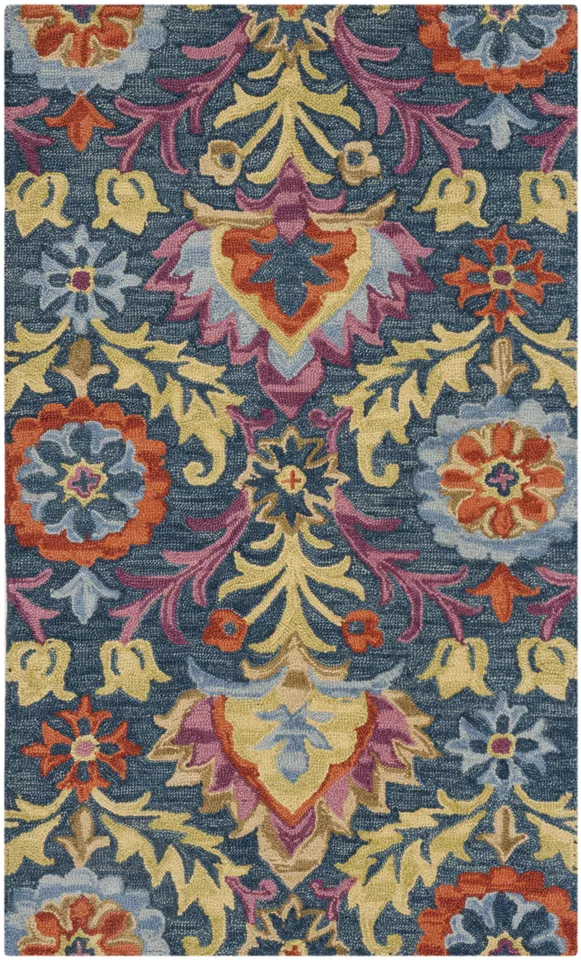 Arlo Home Hand Hooked Area Rug, SZN312A, Blue/Multi,  3' X 5'