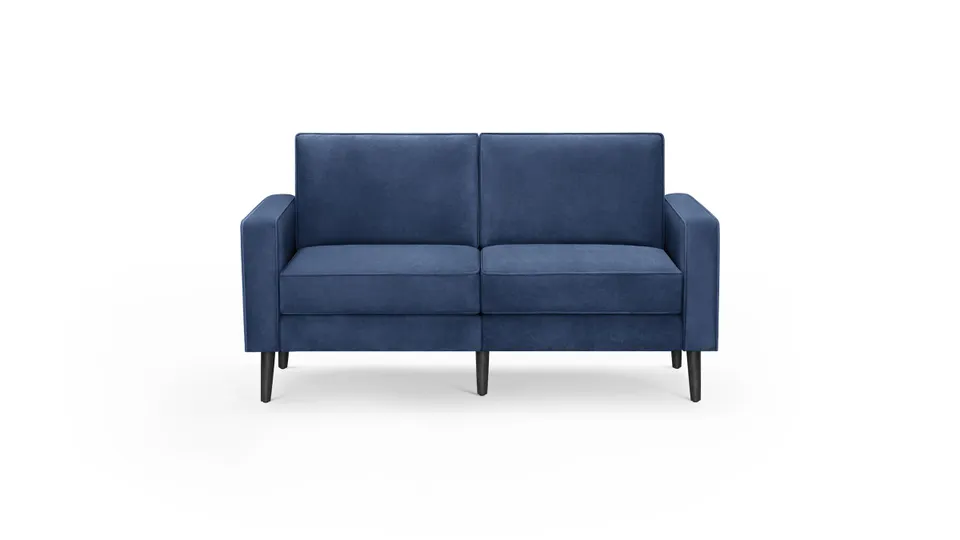 Nomad Velvet Loveseat - Midnight - Performance Velvet / Ebony - Wood