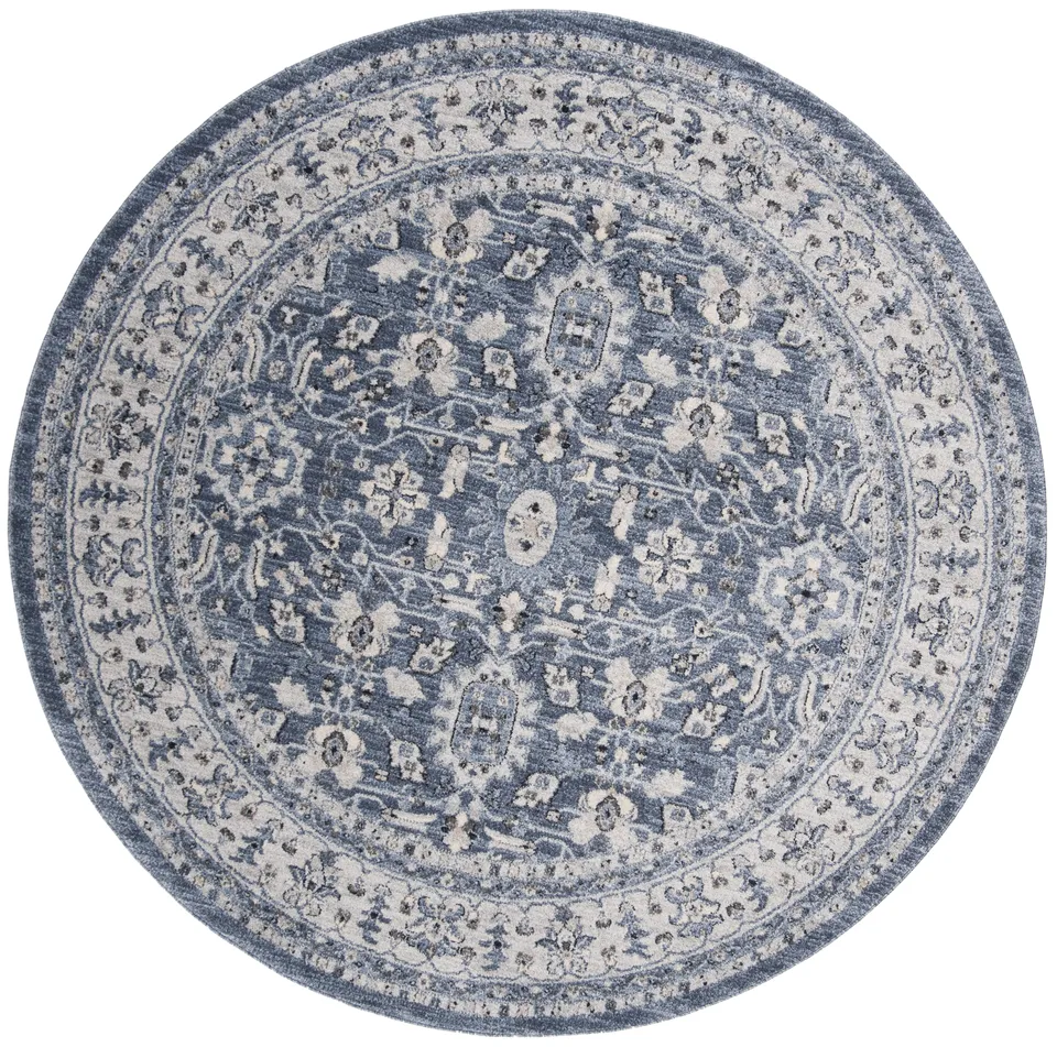 Arlo Home Woven Area Rug, CHL412N, Navy/Cream,  6' 7" X 6' 7" Round