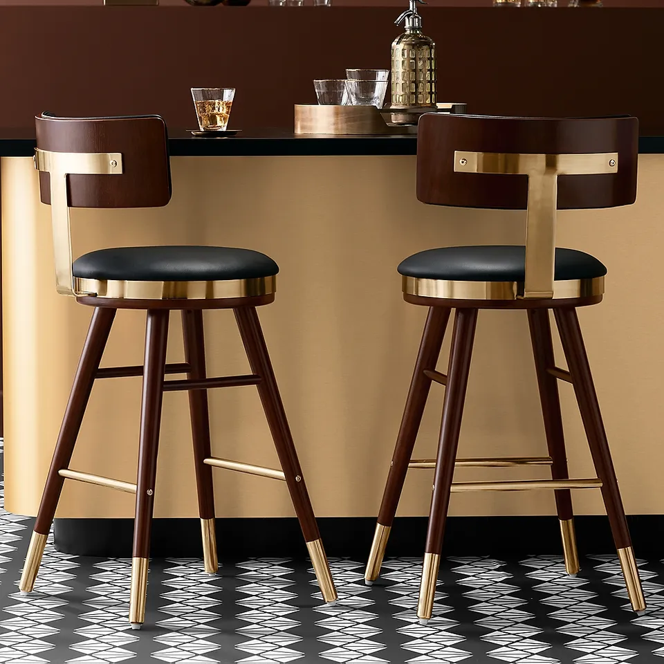 Parker 27 3/4" Black Leather Counter Stools Set of 2
