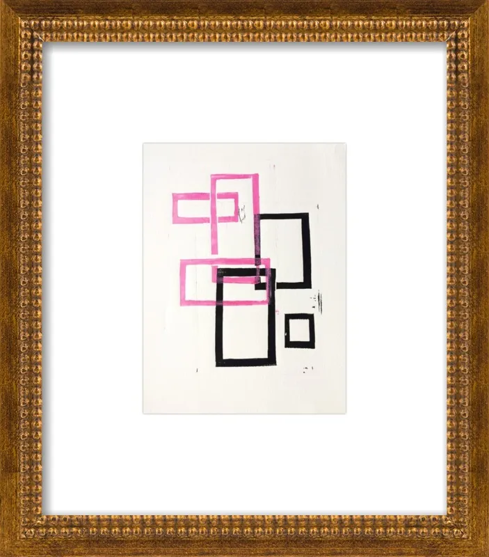 Pink and Black Geometric Squares x2 by Stacy Rajab for Artfully Walls