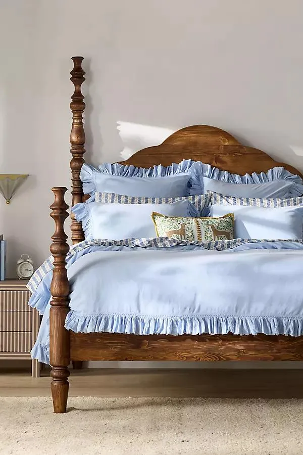 100% Organic Cotton Spa Sateen Ruffled Duvet Cover
