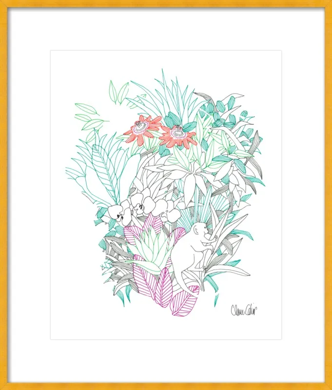Passionflowers, orchids and the squirrel monkey  by Claire Colin for Artfully Walls