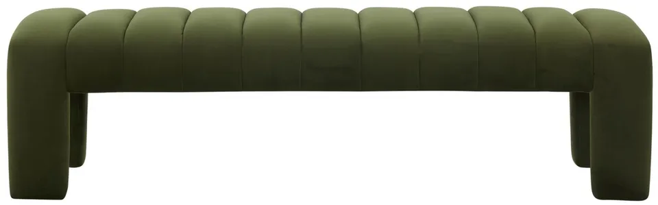 Bellisima Channel Tufted Bench - Forest Green