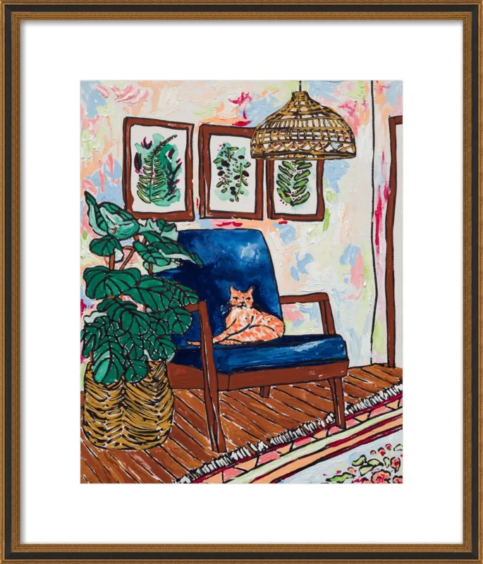 Ginger Cat in Mid Century Chair by Lara Lee Meintjes for Artfully Walls