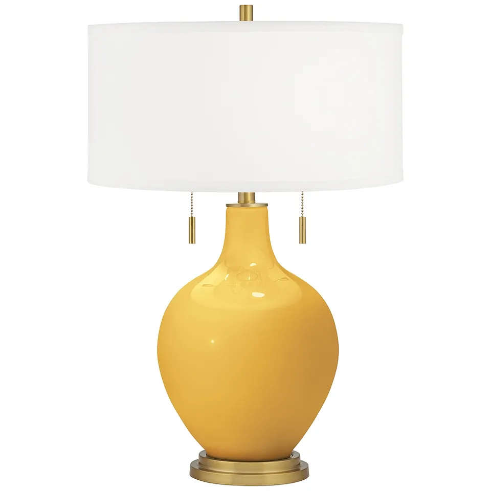 Color Plus Toby Brass 28" High Goldenrod Yellow Table Lamp