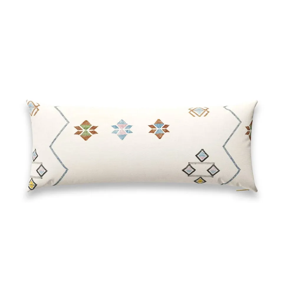 Ecru Cactus Silk Pillow by St. Frank | Brown | 40" W x 15" H | Silk/Linen