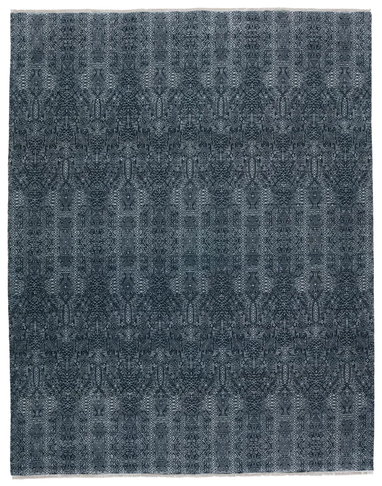 Bram Tribal Dark Blue/ Ivory Area Rug (10'X14')