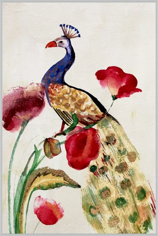 blue gold peacock by Ruti Shaashua for Artfully Walls