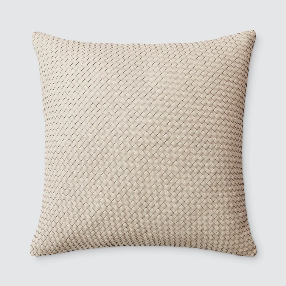 The Citizenry Dhara Leather Square Pillow | 18" x 18" | Ivory