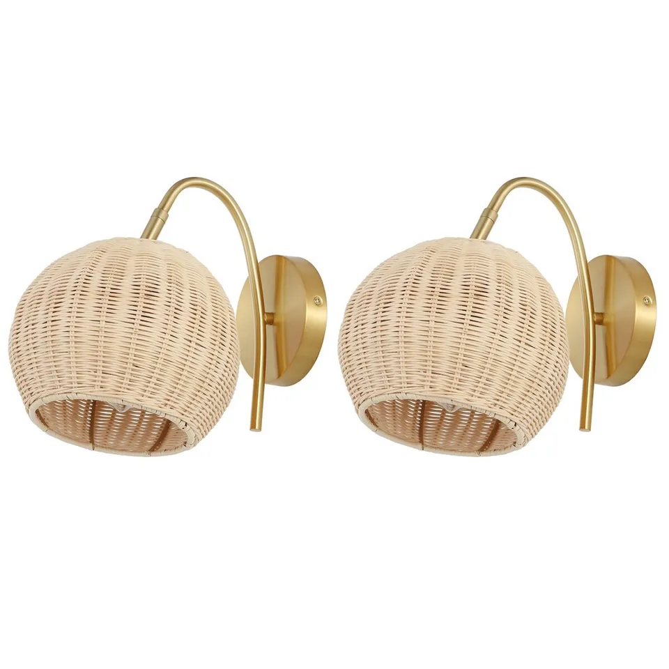Nahum 8.5" Wall Sconce, Set Of 2 - Natural / Brass