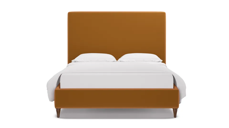Classic Bed, Marigold Performance Velvet, Walnut Decorative Tapered Leg, Twin