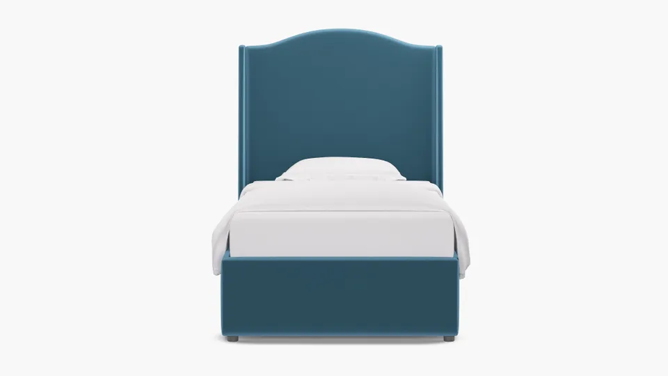 Curved Wingback Bed, French Performance Plush Velvet, Twin