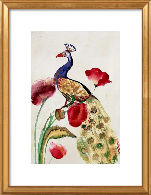 blue gold peacock by Ruti Shaashua for Artfully Walls