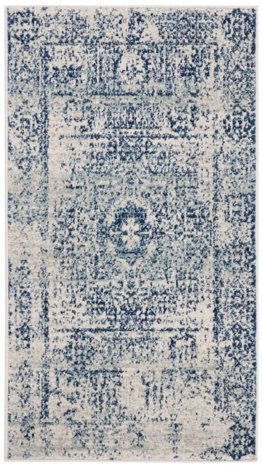 Arlo Home Woven Area Rug, EVK260C, Ivory/Blue,  2' 2" X 4'
