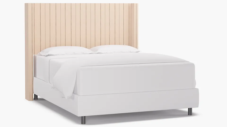 Modern Wingback Headboard, Charcoal Fritz, Queen