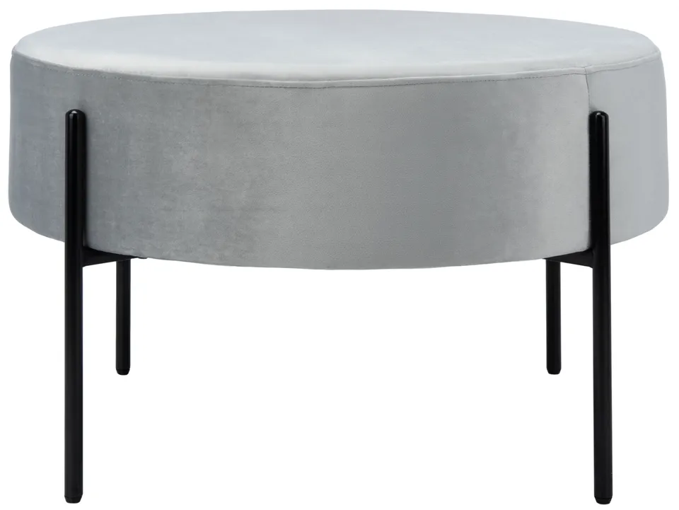 Lisbon Round Cocktail Ottoman - Gray / Black