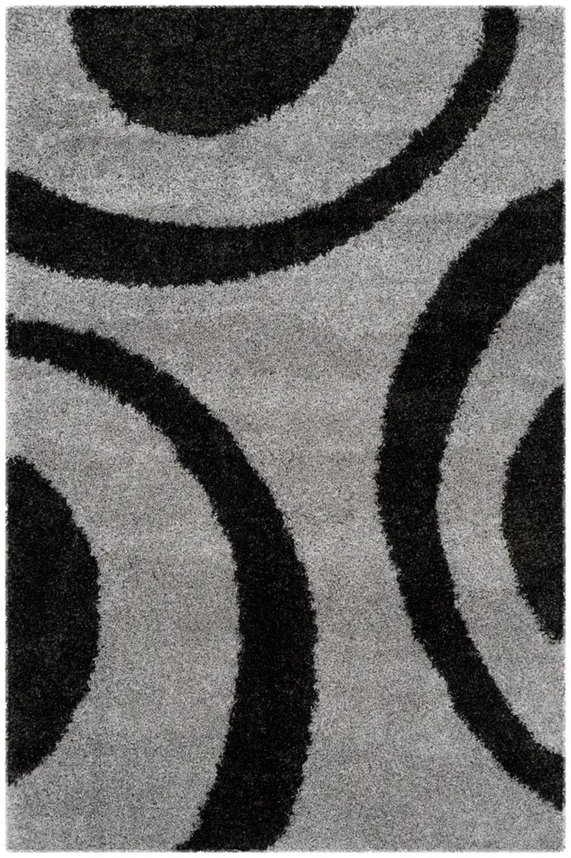 Arlo Home Woven Area Rug, PTS213C, Grey/Black,  4' X 6'
