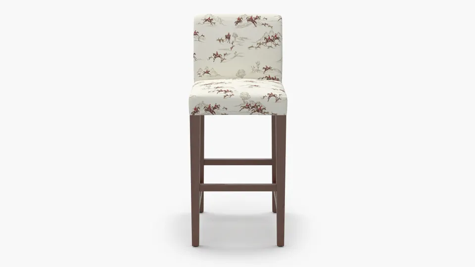 Signature Dining Bar Stool, Red Cotswold Hunt, Walnut Square Tapered Leg