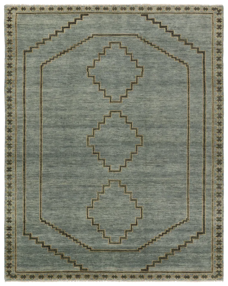 Paphos Hand-Knotted Medallion Blue/ Gray Area Rug (18"X18")