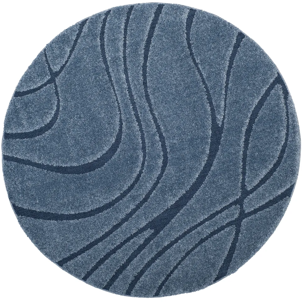 Arlo Home Woven Area Rug, SG471-6065, Light Blue/Blue,  6' 7" X 6' 7" Round