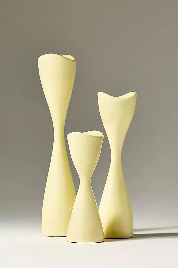 Ruby Clay Veda Hourglass Taper Candle Holder