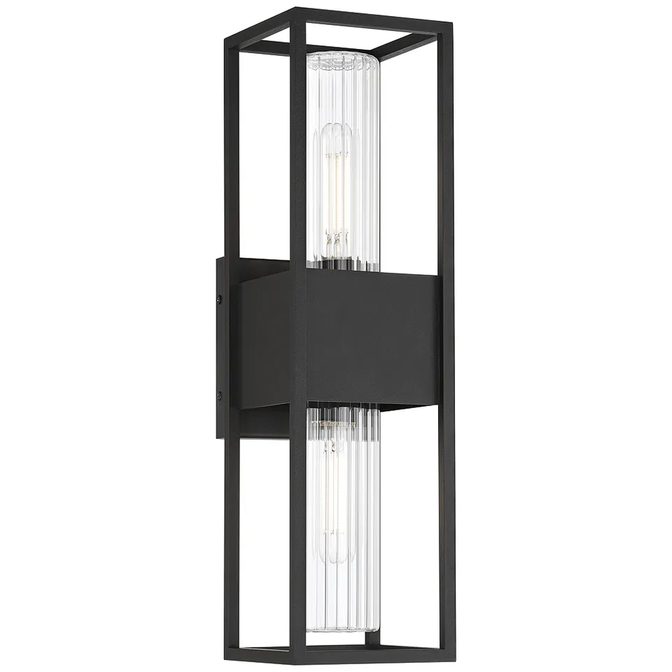 Possini Euro Hathaway 20" Sand Black Modern 2-Light Outdoor Wall Light