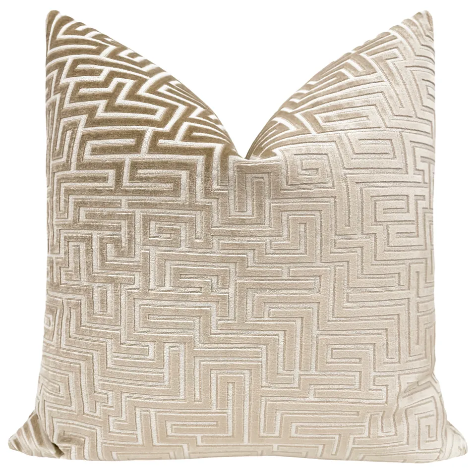 LABYRINTH CUT VELVET // CHAMPAGNE - 20” X 36” KING SHAM