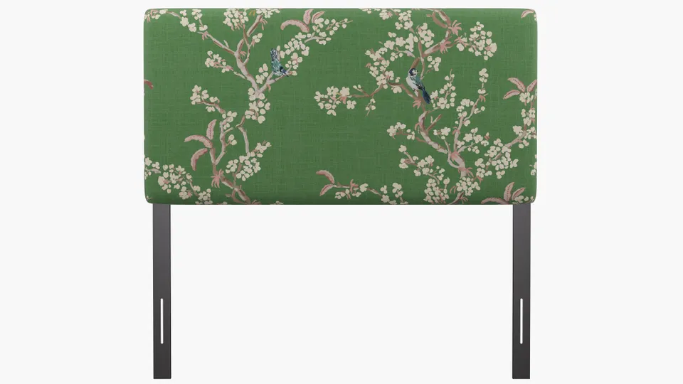 Square Back Headboard, Jade Cherry Blossom, Full