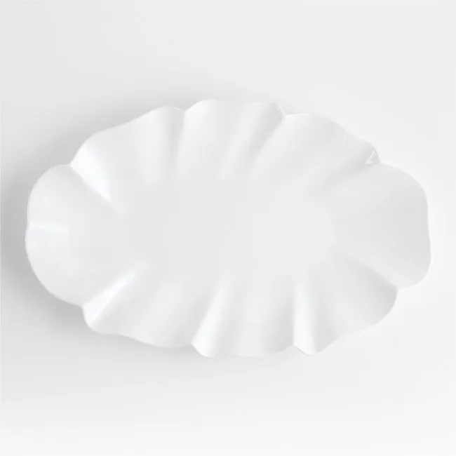White Ruffle 22" Earthenware X-Large Platter