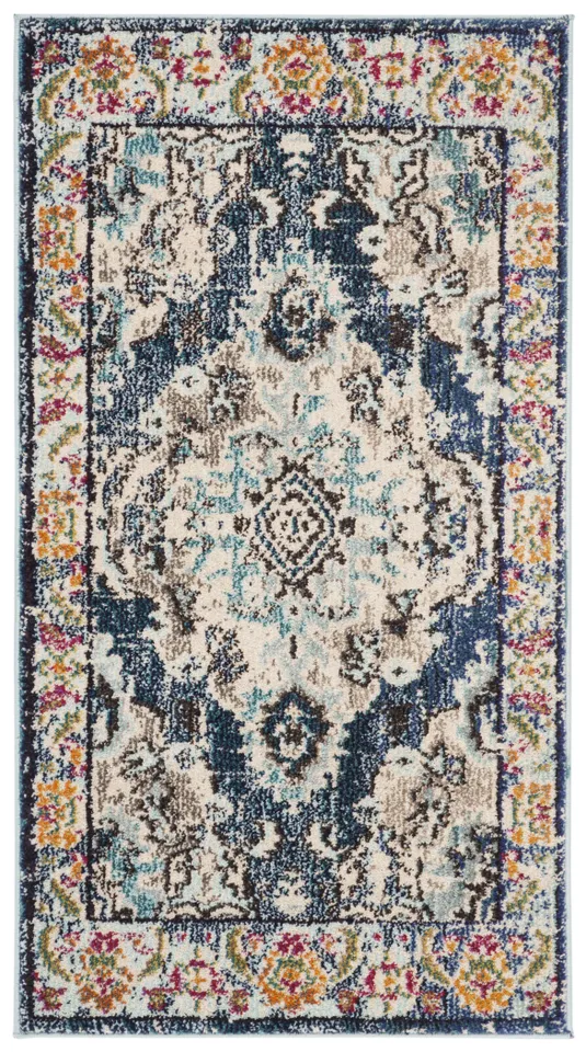 Arlo Home Woven Area Rug, MNC243N, Navy/Light Blue,  2' 2" X 4'