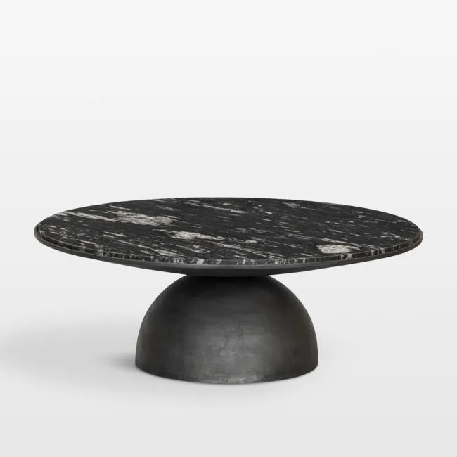 Dev Black Marble and Metal 47" Round Coffee Table