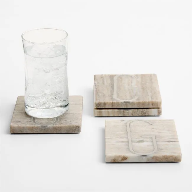 Tuscan Kitchen Marble "G" Monogram Coasters, Set of 4