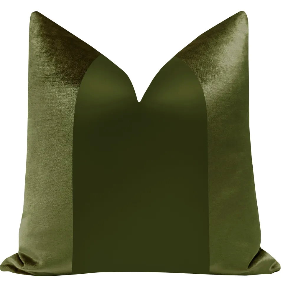 PANEL MONOCHROMATIC :: FAUX SILK VELVET // OLIVE - 20" X 36" KING SHAM