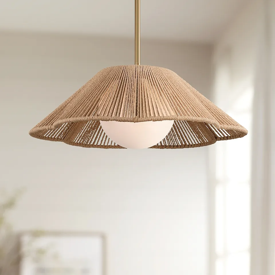 Possini Euro Mylinh 22 1/4"W Natural Rope Gold Coastal Pendant Light