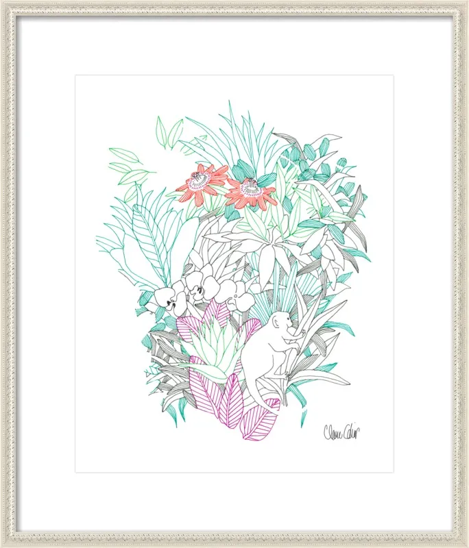 Passionflowers, orchids and the squirrel monkey  by Claire Colin for Artfully Walls