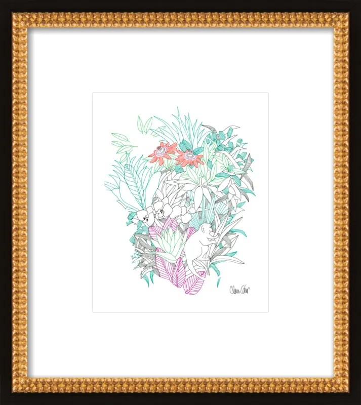 Passionflowers, orchids and the squirrel monkey  by Claire Colin for Artfully Walls