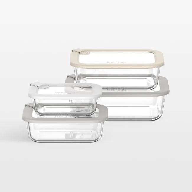 Bentgo Signature 8-Piece White Stone Multi-color Glass Food Storage Set